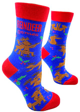 FABDAZ BRAND LADIES ‘REINDEER GAMES’ CHRISTMAS SOCKS NAUGHTY REINDEER - Novelty Socks for Less