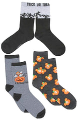 DISNEY LADIES HALLOWEEN 3 PAIR OF SOCKS ‘TRICK OR TREAT’ MICKEY MOUSE PUMPKINS - Novelty Socks for Less