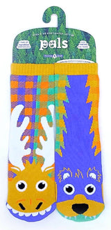PALS SOCKS Brand Unisex MOOSE & BEAR Gripper Bottom Socks (CHOOSE SIZE) - Novelty Socks for Less