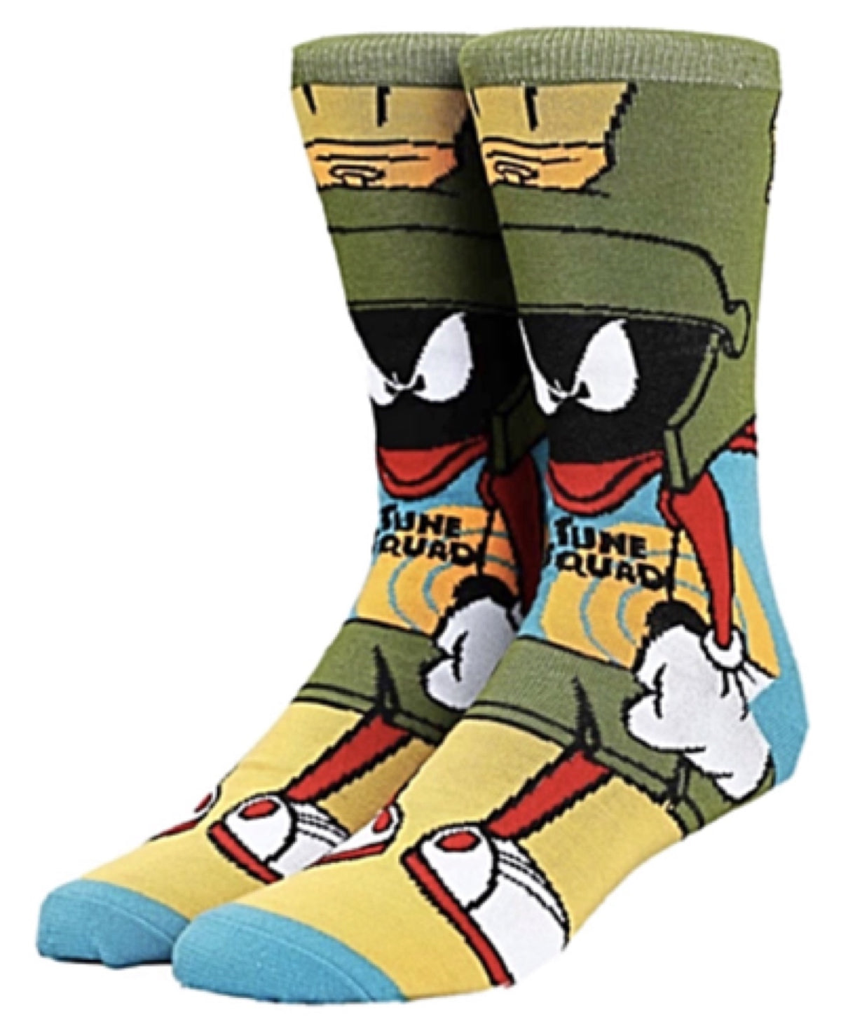 LOONEY TUNES Men’s MARVIN THE MARTIAN SPACE JAM TUNE SQUAD 360 Socks BIOWORLD Brand - Novelty Socks for Less