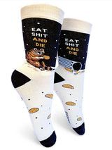 GROOVY THINGS Brand Ladies RACOON SOCKS ‘EAT SHIT & DIE’ - Novelty Socks for Less