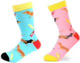 Parquet Brand Ladies DACHSHUND DOGS Socks DACHSHUNDS AS HOTDOGS (CHOOSE COLOR) - Novelty Socks for Less