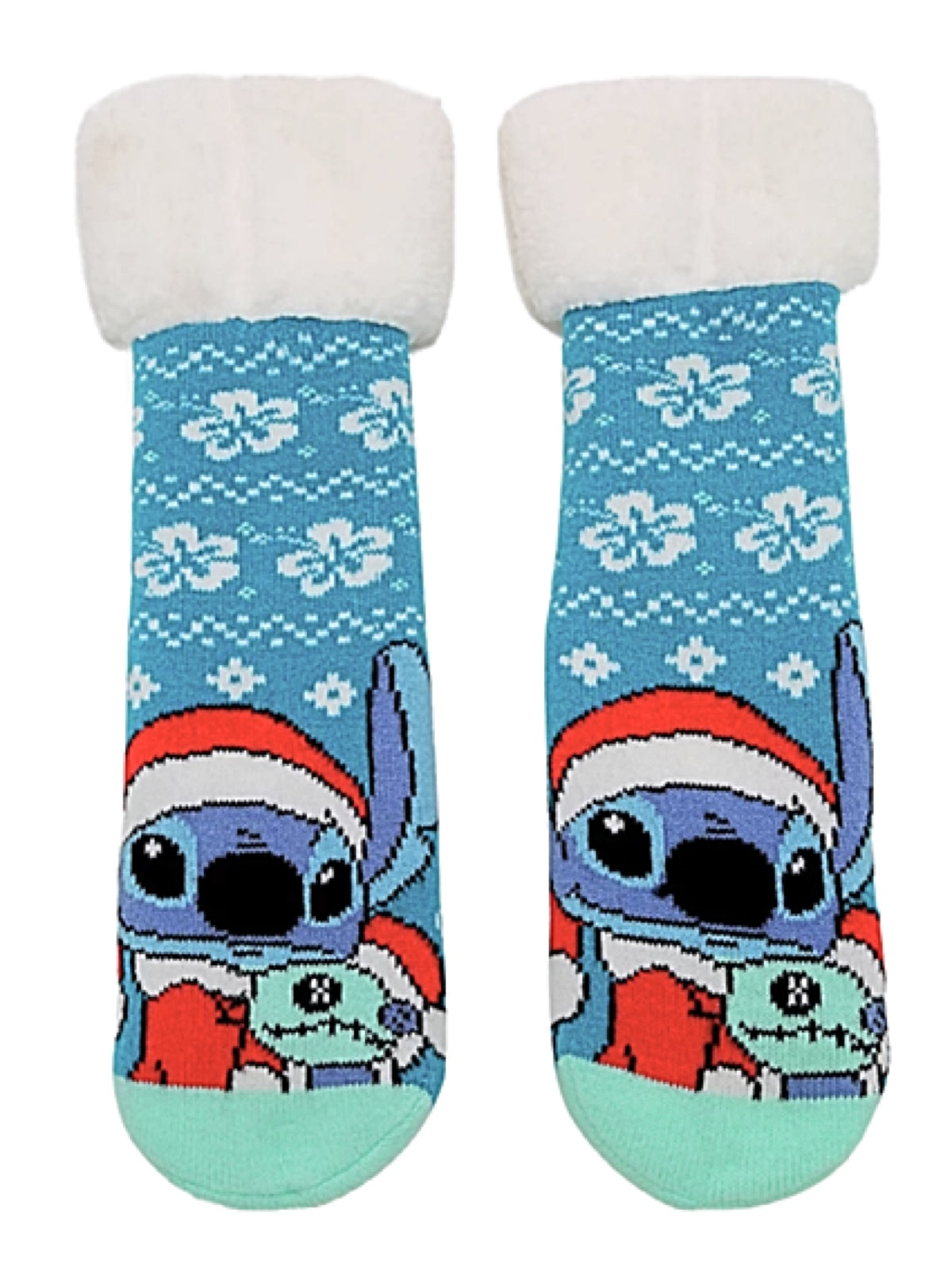 DISNEY LADIES LILO & STITCH GRIPPER BOTTOM SLIPPER SOCKS STITCH & SCRUMP - Novelty Socks for Less