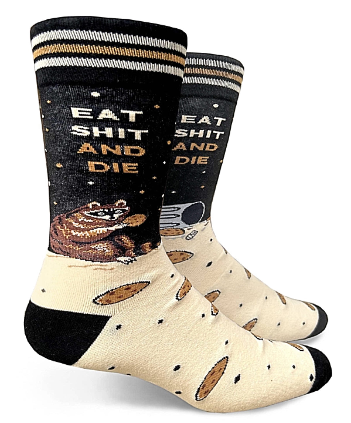 GROOVY THINGS Brand Men’s RACOON Socks ‘EAT SHIT AND DIE’ - Novelty Socks for Less