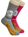 FOOZYS Brand Ladies 2 Pair POODLE DOG Socks - Novelty Socks for Less