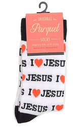 PARQUET Brand Ladies ‘I LOVE JESUS’ Socks - Novelty Socks for Less